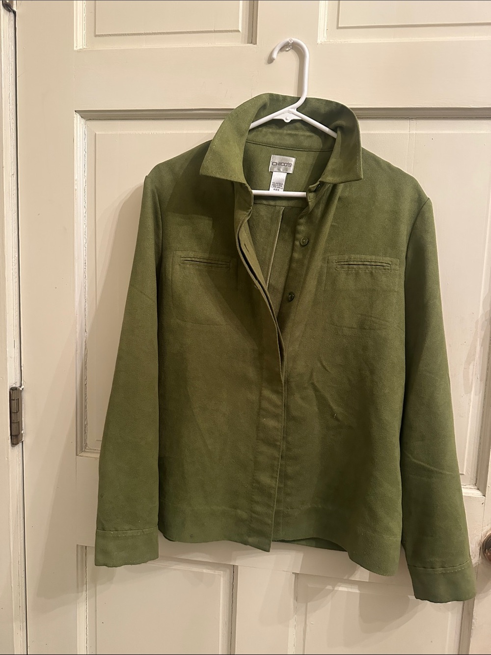 Chico's Olive Utility Jacket in Moss Green